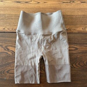 Fabletics High-Waisted Tan Biker Shorts